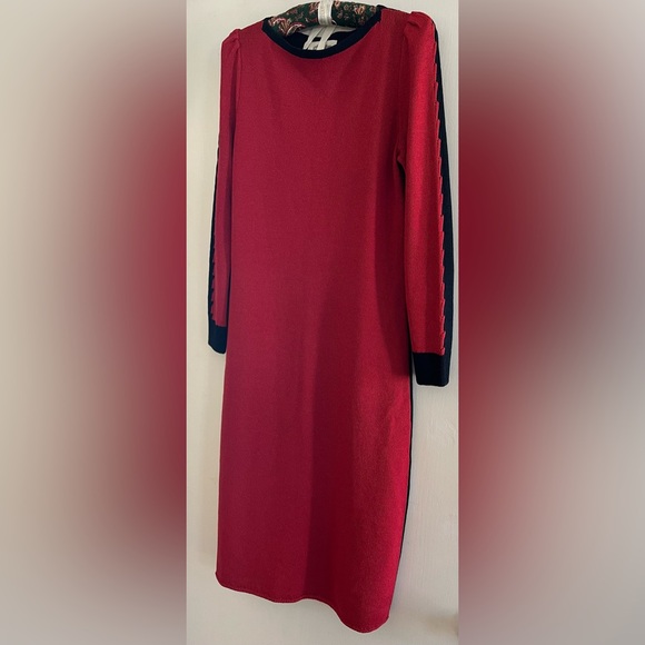 Vintage St. John Collection By Marie Gray Red/BlackSweater Dress